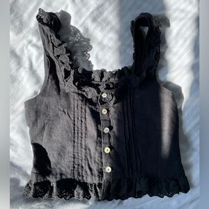 Rolla’s Black Lace Crop Top w Buttons